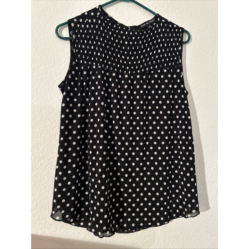 Women’s Polka Dot Tank Top New Small Black Ans White